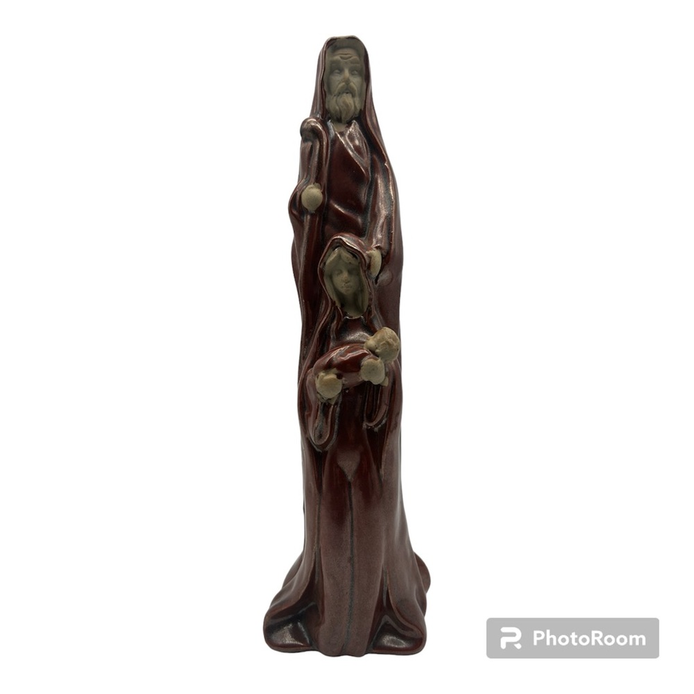 Vtg Rare Mann Statue/Figurine 13.5” Nativity Glazed Totem Joseph,Marry & Jesus